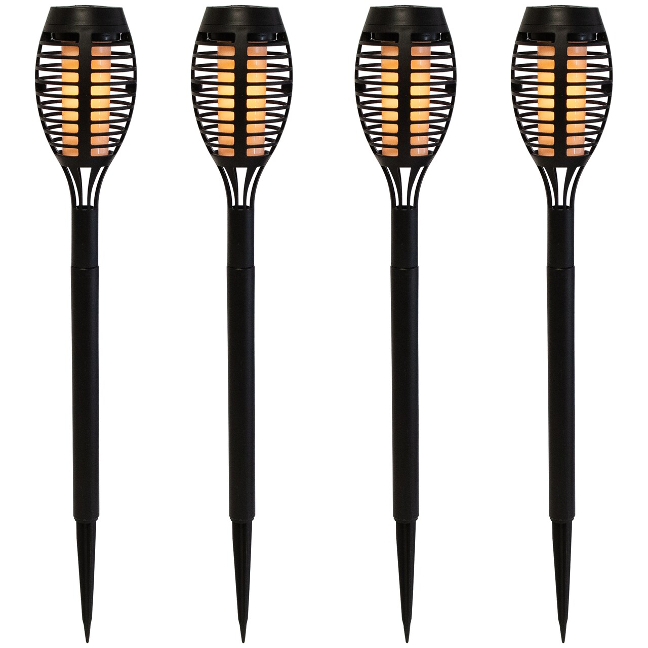 Northlight Set of 4 Black Solar Powered LED Pathway Markers, 19.75"